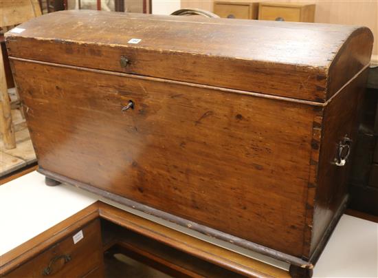 A 19th century Dutch pine domed topped chest, W.106cm